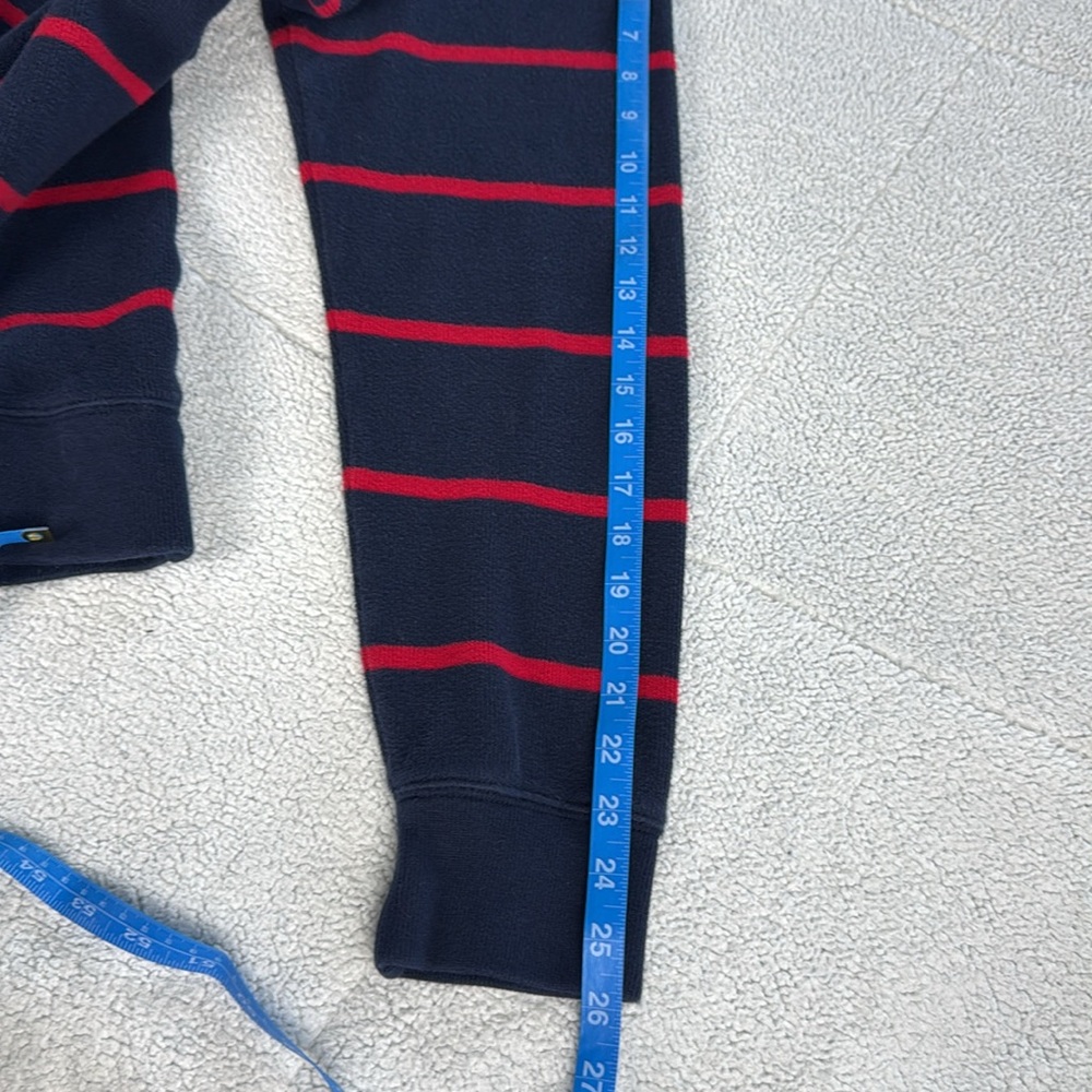 Lands End Striped 100% Cotton 1/4 Zip Sweater L/T 42-44 Navy Red - Picture 7 of 8